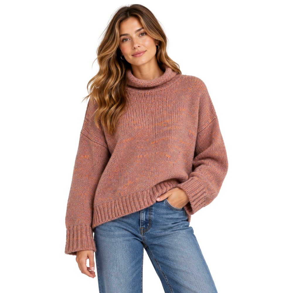 Madewell Sweater Womens XS Pink Varina Marled Alpaca Wool Blend Knit Mockneck